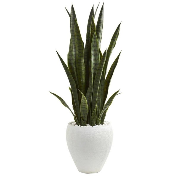 Nearly Naturals 3.5 in. Sansevieria Artificial Plant in White Planter 9188